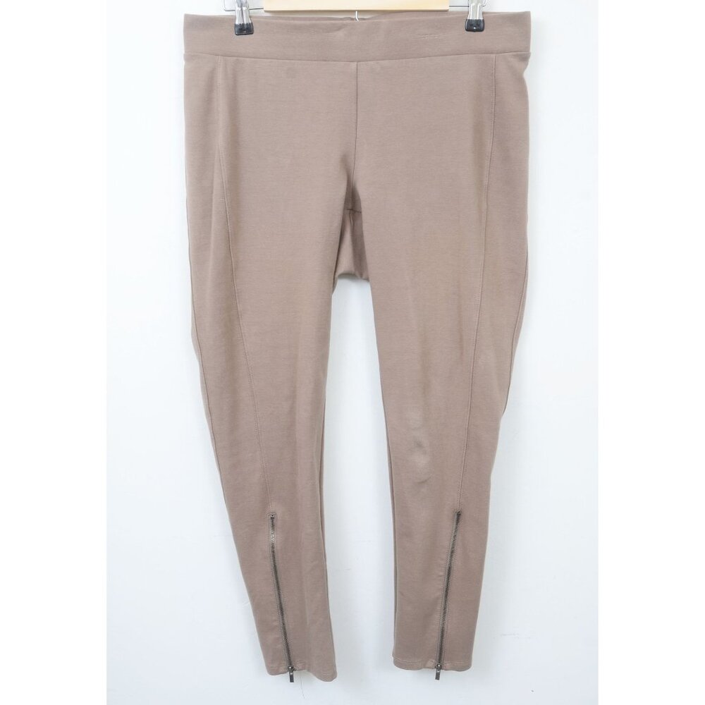 NEW Lane Bryant Womens 14 Taupe Active Workout Bottom Zip Leggings Athleisure